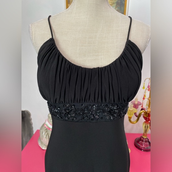 Niki Lavis Dresses & Skirts - NIKI LAVIS BLACK COCKTAIL EVENING PROM HOWN MAXI DRESS SIZE 10 BEADED OPEN BACK